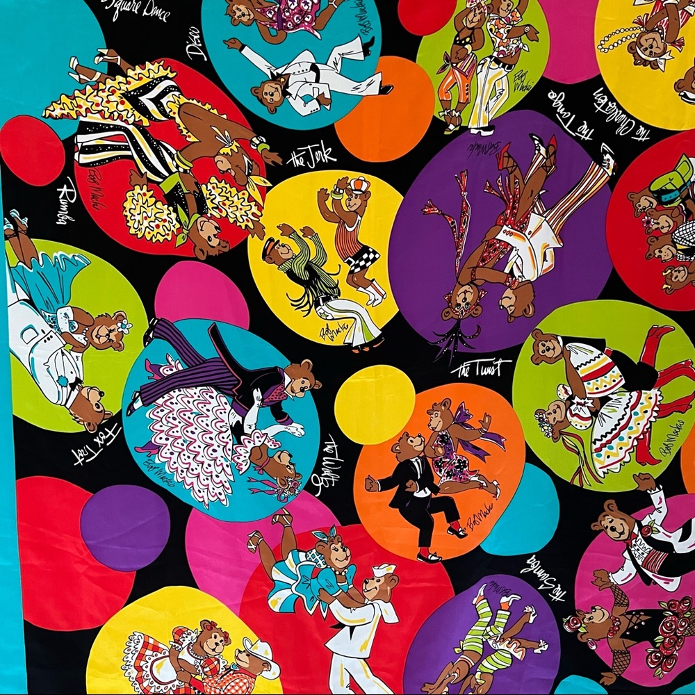 💜 Best Price Ever! Original Bob Mackie Wearable Art Dancing Bears 100% Silk - Picture 13 of 13